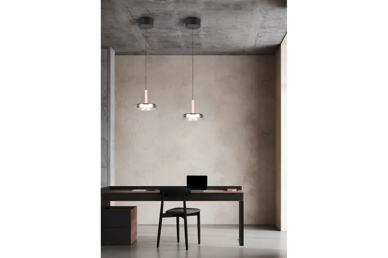 Pendel TRIO Celeste 1-del, Mattsvart/kromad/trä - 1-del, Mattsvart/kromad/trä - Products - Belysning - Lampor & belysning inomhus - Taklampa & takbelysning - Kökslampa & taklampa kök