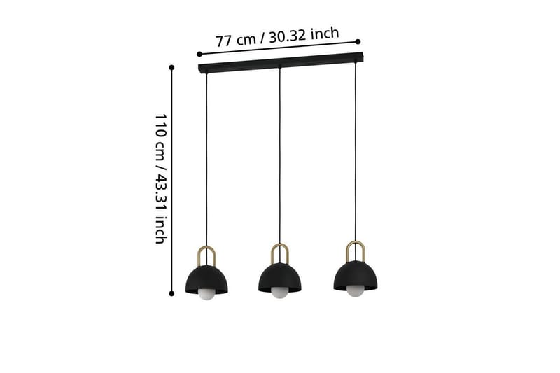 Takpendel Eglo Calmanera med 3 Lampor Svart, Mässing - Svart/Mässing - Products - Belysning - Lampor & belysning inomhus - Taklampa & takbelysning - Pendellampa & hänglampa