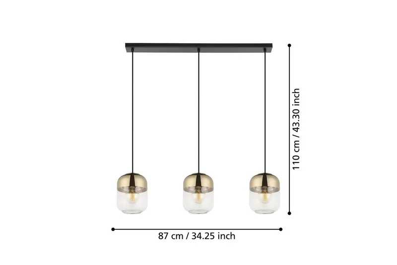 Takpendel Eglo Maryvilla med 3 Lampor - Svart/Brons/Guld/Gul - Products - Belysning - Lampor & belysning inomhus - Taklampa & takbelysning - Pendellampa & hänglampa