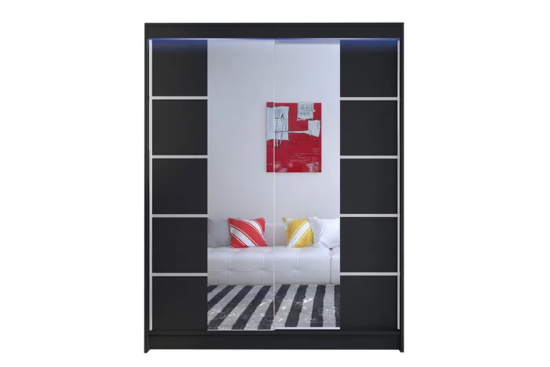 Camino Garderob + LED, Svart/RGB LED
