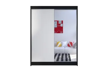Camino Garderob 150x58x200 cm LED-belysning - Svart/Vit - Products - Förvaring - Garderober & garderobssystem