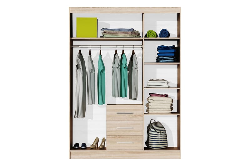 Chavez Garderob med Spegel 147x200 cm - Vit - Products - Förvaring - Garderober & garderobssystem