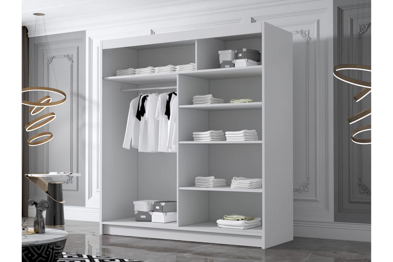 Chavez Garderob med Spegel 180x215 cm - Svart - Products - Förvaring - Garderober & garderobssystem