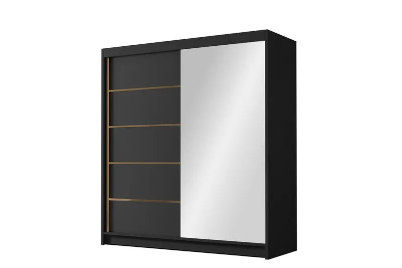 Chavez Garderob med Spegel 180x215 cm - Svart - Products - Förvaring - Garderober & garderobssystem