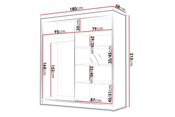 Chavez Garderob med Spegel 180x215 cm - Svart/Vit - Products - Förvaring - Garderober & garderobssystem