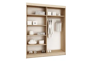 Dunkra Garderob med Spegel LED-belysning RGB 150 cm Båge - Mörk Ask - Products - Förvaring - Garderober & garderobssystem