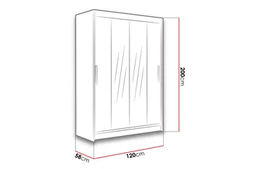 Estella Garderob 120 cm Skjutdörrar Smal Spegel - Ek/Tryffel/Spegel - Products - Förvaring - Garderober & garderobssystem