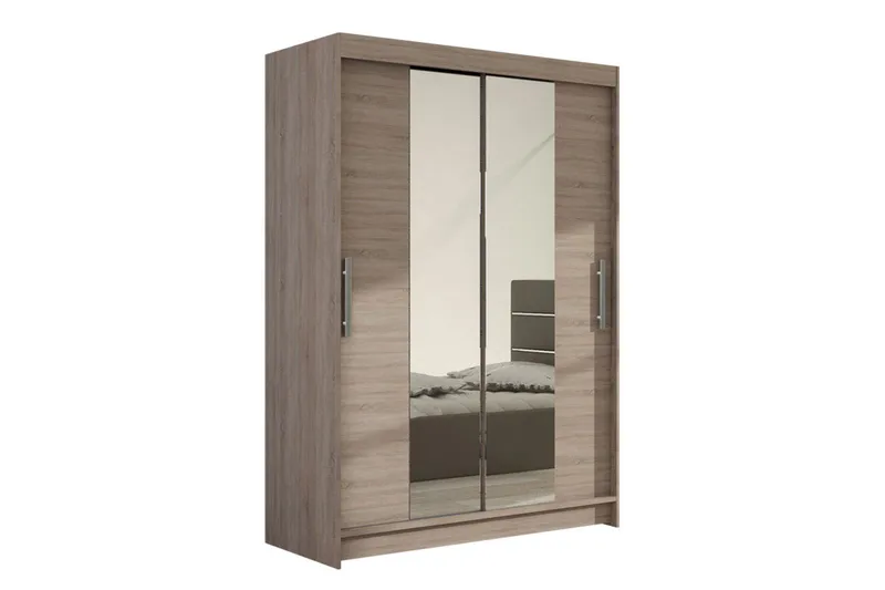 Estella Garderob 120 cm Skjutdörrar Smal Spegel - Ek/Tryffel/Spegel - Products - Förvaring - Garderober & garderobssystem