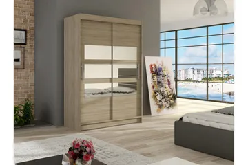 Estella Garderob Skjutdörrar Delad Spegel - Ek - Products - Förvaring - Garderober & garderobssystem