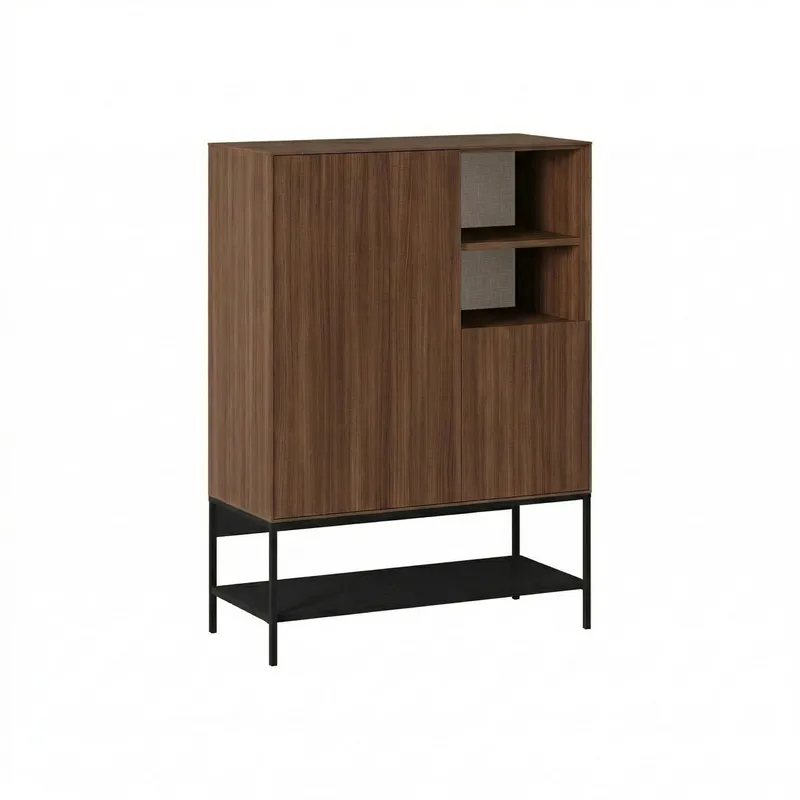 Kenvor Sideboard 90x125x40 cm, Milano Walnut, Wood Black, Black