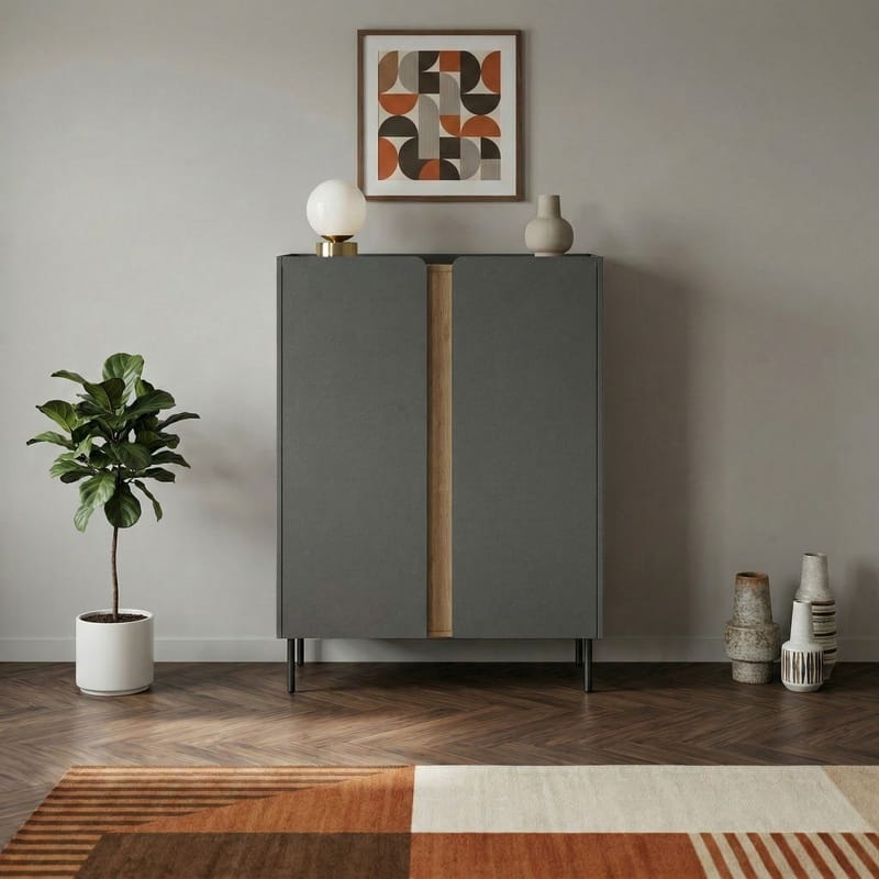 Lomar Sideboard 90x120,4x40,5 cm - Antracit, naturlig ek, svart - Products - Förvaring - Förvaringsmöbler - Sideboard & skänk