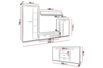Rumba Soffgrupp - Ek - Products - Förvaring - Förvaringsmöbler - Möbelset för vardagsrum