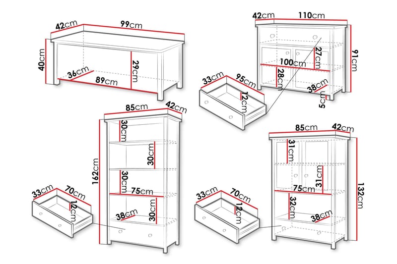 Storys Möbelset För Vardagsrum - Brun - Products - Förvaring - Förvaringsmöbler - Möbelset för vardagsrum