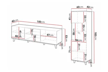 Strontian Möbelset För Vardagsrum Scandinavian Choice White - Products - Förvaring - Förvaringsmöbler - Möbelset för vardagsrum