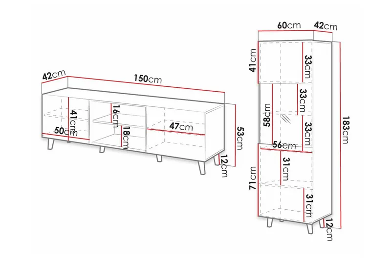 Strontian Möbelset För Vardagsrum Scandinavian Choice White - Products - Förvaring - Förvaringsmöbler - Möbelset för vardagsrum