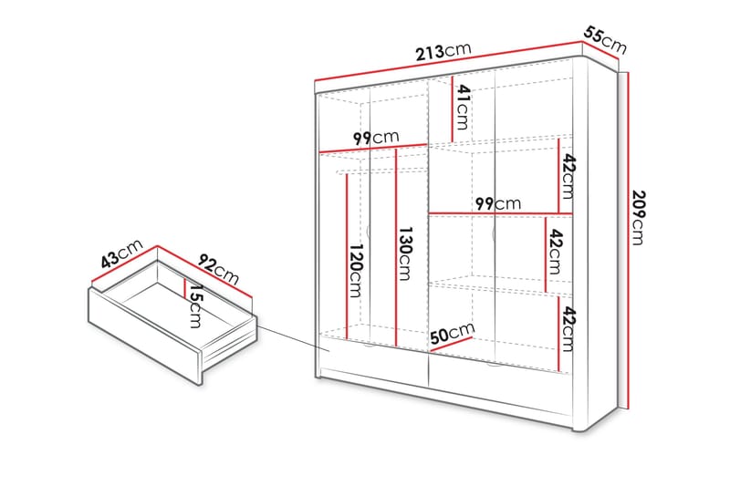 Forba Garderob med Spegel 213x209 cm - Vit - Products - Förvaring - Garderober & garderobssystem