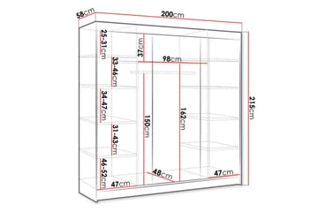 Cyria Garderob 200x215 cm - Vit/Svart - Products - Förvaring - Garderober & garderobssystem - Garderobsskåp