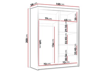 Emet Garderob 150x200 cm - Vit/Svart - Products - Förvaring - Garderober & garderobssystem - Garderobsskåp