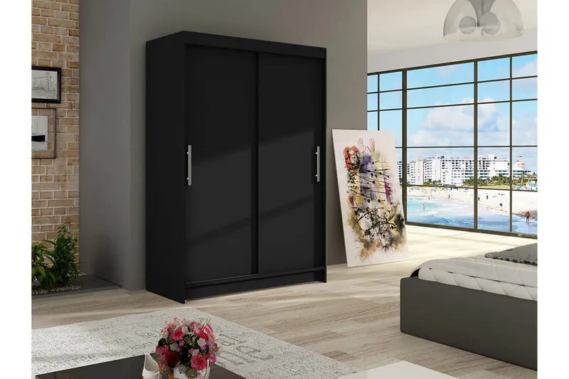 Estella Garderob 120 cm Skjutdörrar - Svart - Products - Förvaring - Garderober & garderobssystem - Garderobsskåp