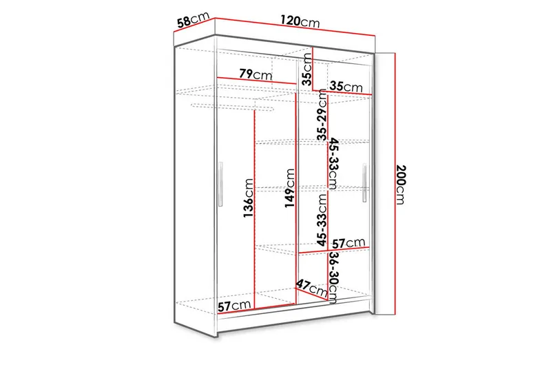 Estella Garderob 120 cm Skjutdörrar - Svart - Products - Förvaring - Garderober & garderobssystem - Garderobsskåp