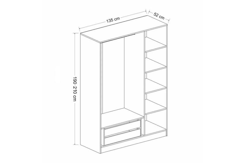 Fruitland Garderob 135 cm - Vit - Products - Förvaring - Garderober & garderobssystem - Garderobsskåp