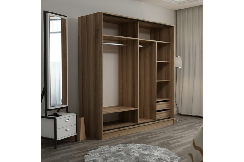 Fruitland Garderob 180 cm - Ek/Grå/Vit - Products - Förvaring - Garderober & garderobssystem - Garderobsskåp