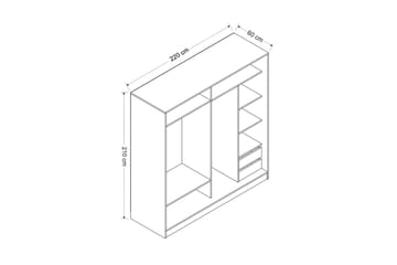 Fruitland Garderob 220 cm - Ek/Grå/Vit - Products - Förvaring - Garderober & garderobssystem - Garderobsskåp