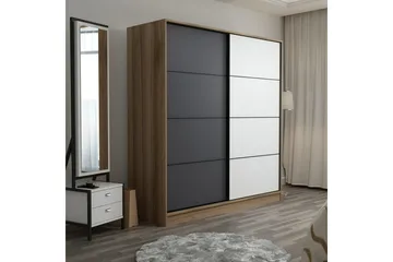 Fruitland Garderob 220 cm - Ek/Grå/Vit - Products - Förvaring - Garderober & garderobssystem - Garderobsskåp