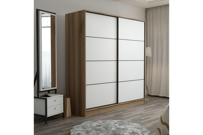 Fruitland Garderob 220 cm - Vit/ek - Products - Förvaring - Garderober & garderobssystem - Garderobsskåp