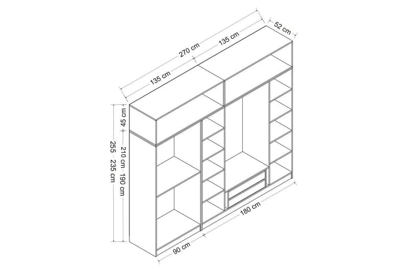 Fruitland Garderob 270 cm - Vit - Products - Förvaring - Garderober & garderobssystem - Garderobsskåp