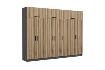 Fruitland Garderob 315x235 cm, Valnöt/Antracit