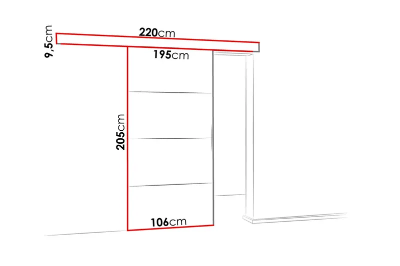 Malibu Dörr 204x106x205 cm - Vit - Products - Förvaring - Garderober & garderobssystem - Garderobsdörr - Skjutdörr garderob & walk-in closet