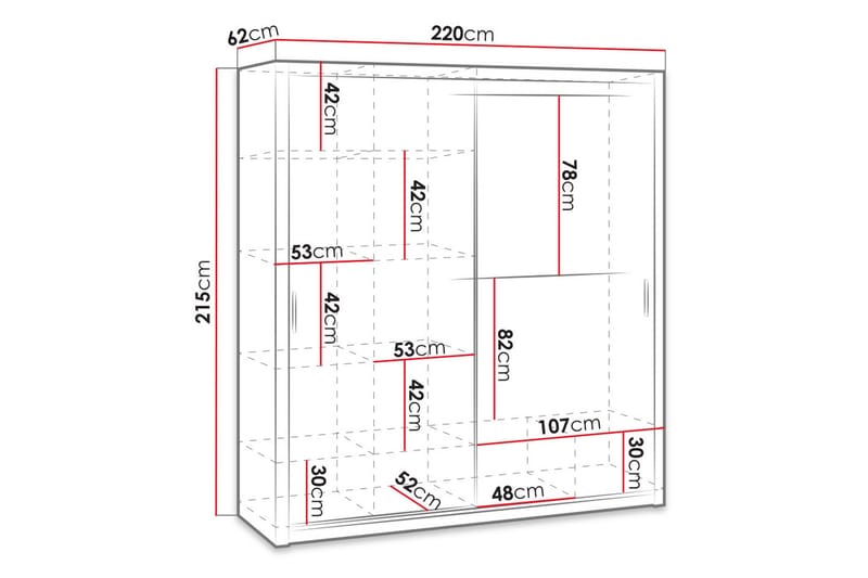 Julissa Garderob 220 cm - Natur - Products - Förvaring - Garderober & garderobssystem - Garderobsskåp