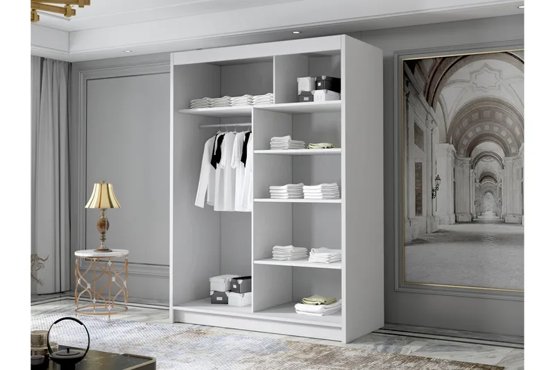 Lungos Garderob 120x200 cm - Vit/Svart - Products - Förvaring - Garderober & garderobssystem - Garderobsskåp