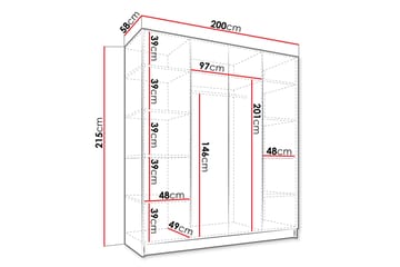 Vadstena Garderob 200 cm - Vit/Svart - Products - Förvaring - Garderober & garderobssystem - Garderobsskåp