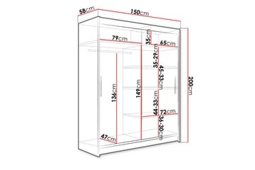 Westa Garderob 150x58x200 cm - Vit - Products - Förvaring - Garderober & garderobssystem - Garderobsskåp