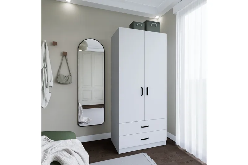 Yaman Garderob 80x182 cm - Mattvit - Products - Förvaring - Garderober & garderobssystem - Garderobsskåp