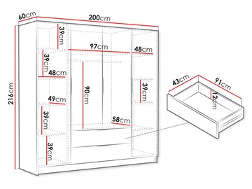 Herrljunga Garderob 200x215 cm med lådor - Brun/Svart - Products - Förvaring - Garderober & garderobssystem