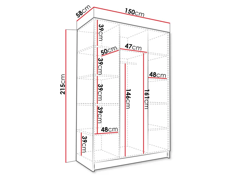 Herrljunga Garderob med Spegel 150x215 cm - Brun/Guld/Spegel - Products - Förvaring - Garderober & garderobssystem
