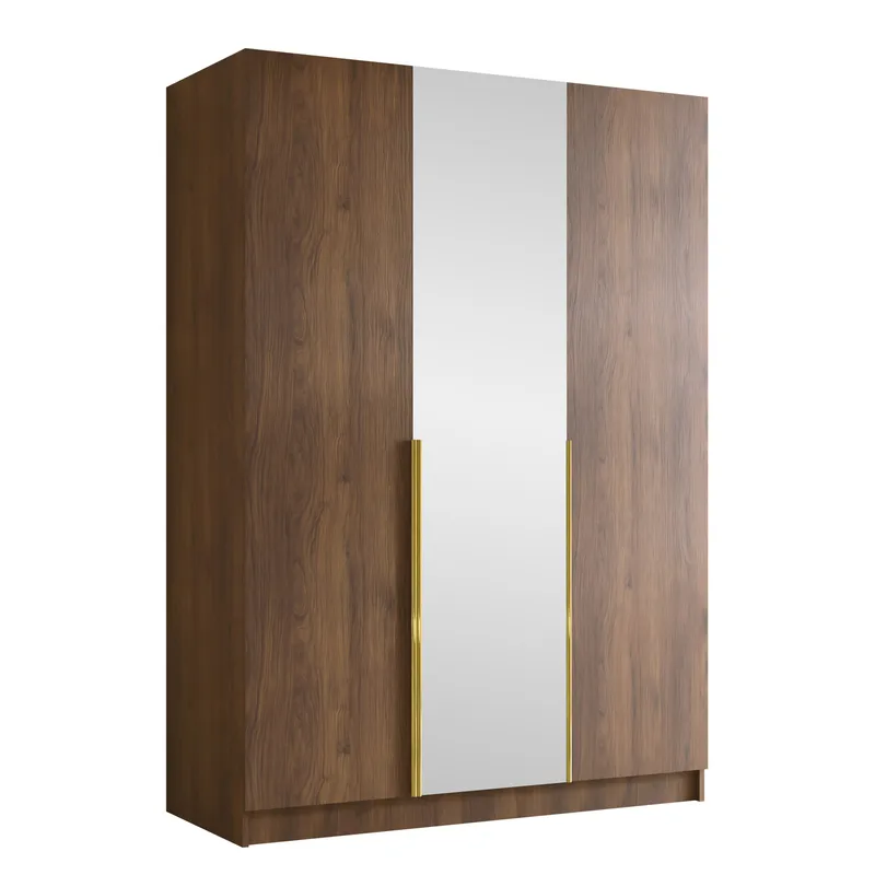 Herrljunga Garderob med Spegel 150x215 cm, Brun/Guld/Spegel