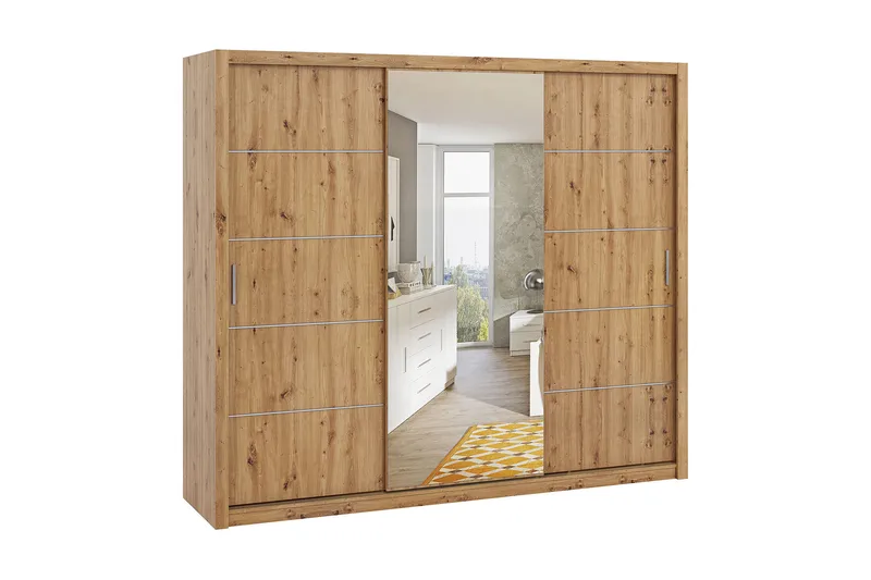 Julissa Garderob 250 cm med Spegel - Natur - Products - Förvaring - Garderober & garderobssystem