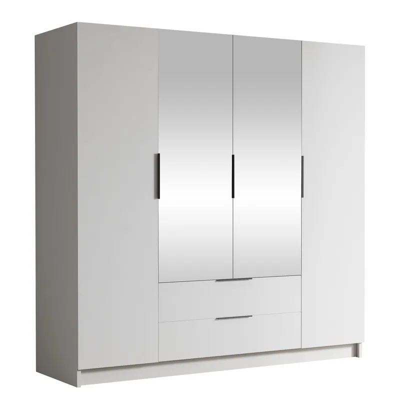 Kelros Garderob med Spegel 200x216 cm, Vit