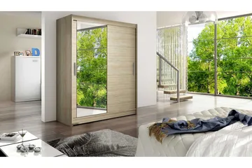 Leila Garderob 150 cm Skjutdörrar Spegel - Beige/Trä/Natur - Products - Förvaring - Garderober & garderobssystem