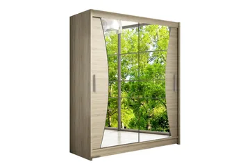 Leila Garderob 150 cm Skjutdörrar Svängd Spegel - Ek/Spegel - Products - Förvaring - Garderober & garderobssystem