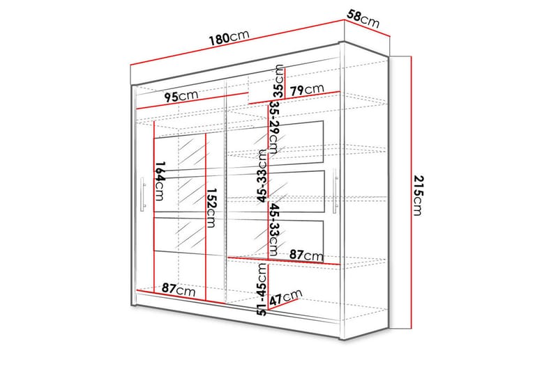 Prag Garderob 180x57x215 cm - Beige - Products - Förvaring - Garderober & garderobssystem
