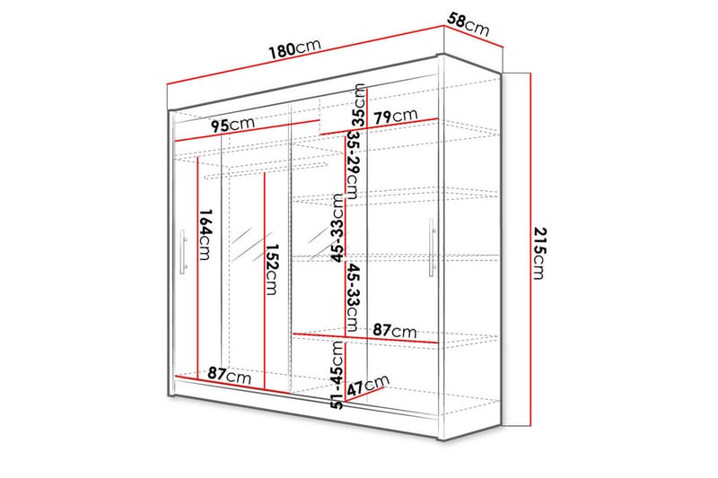 Prag Garderob 180x57x215 cm - Beige|Vit - Products - Förvaring - Garderober & garderobssystem