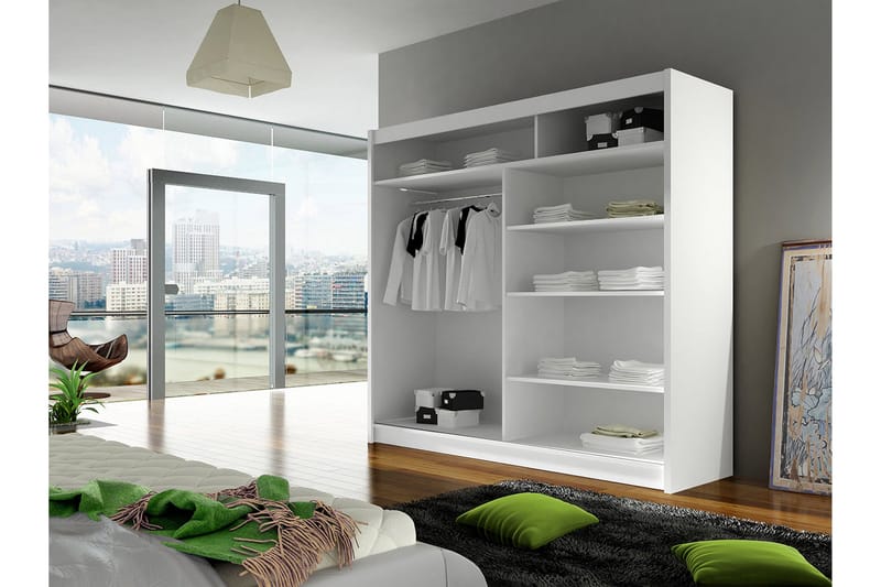 Prag Garderob 180x57x215 cm - Beige|Vit - Products - Förvaring - Garderober & garderobssystem