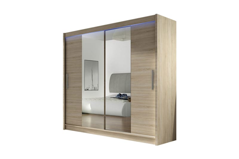 Prag Garderob 180x57x215 cm, Beige|Vit