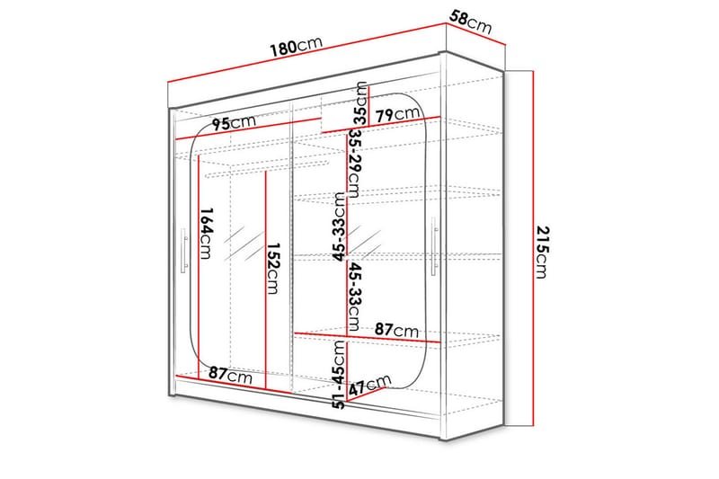Prag Garderob 180x57x215 cm - Beige|Vit - Products - Förvaring - Garderober & garderobssystem