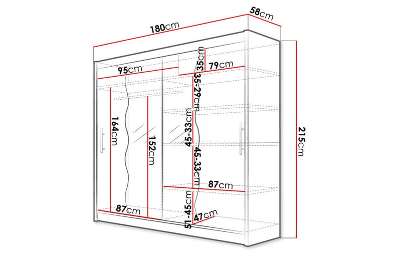 Prag Garderob 180x57x215 cm - Vit - Products - Förvaring - Garderober & garderobssystem